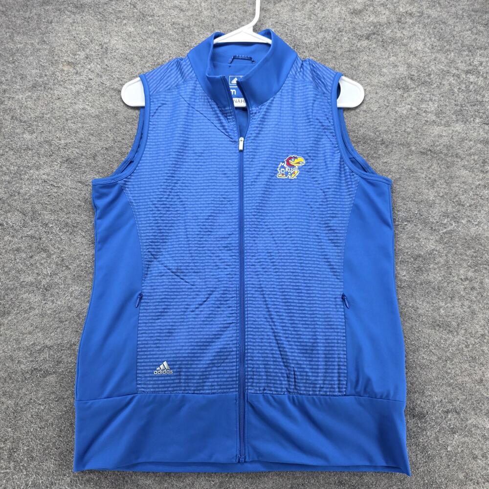 Kansas Jayhawks Jacket Womens M Blue NCAA Golf Sleeveless Zip Adidas Big12